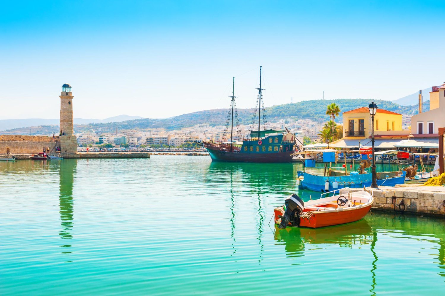 Old Port with Ancient Lighthouse in Rethymno - Crete, Greece - 4977